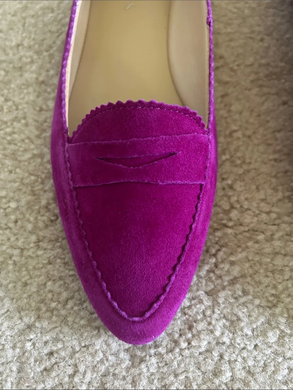 Talbots Women's Suede Pointed Penny Loafers — Magenta sz 6.5